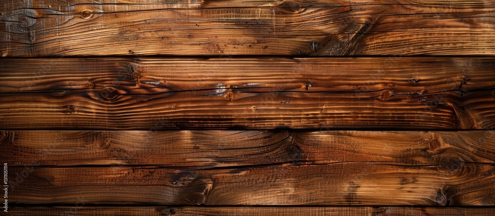 Aufkleber Rich brown wooden planks with varying textures and grains, arranged horizontally for a rustic, warm background suitable for designs and presentations.