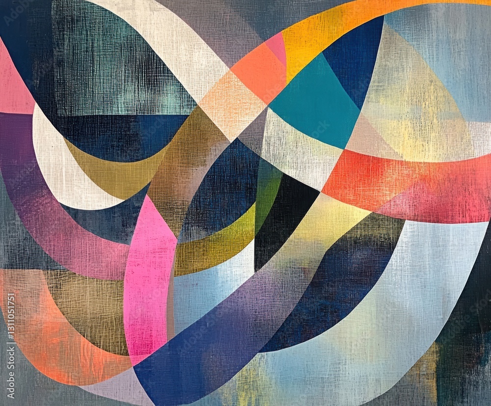 Poster abstract colorful lines and shapes: a captivating abstract composition showcasing an intricate arran