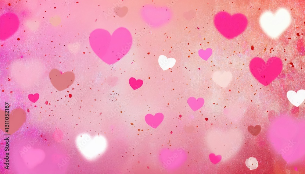 Aufkleber soft pink and red heart pattern on textured background with romantic glow, ideal for valentine's day