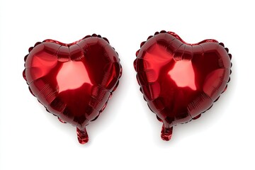 Red Heart Balloons on White Background