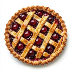 Cherry pie isolated on white background