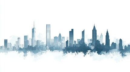 Cityscape skyline, urban landscape, misty background, design element