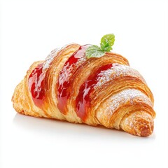 Cherry croissant isolate on white background