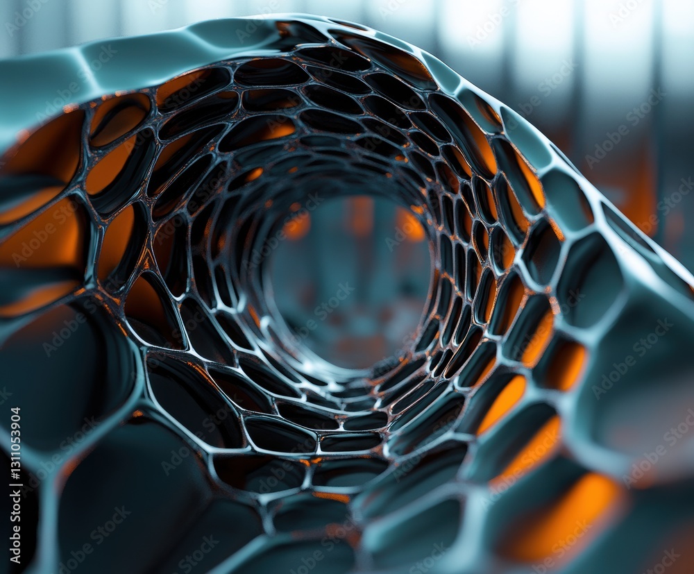 Poster abstract honeycomb structure: a close-up view of a futuristic and abstract honeycomb structure. the 