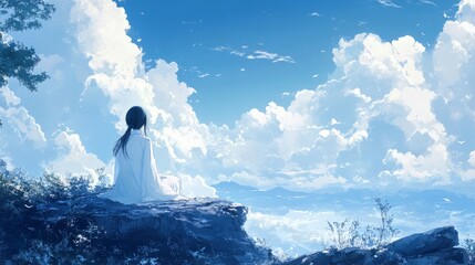 A gradient of sky blue to soft white, airy and peaceful 