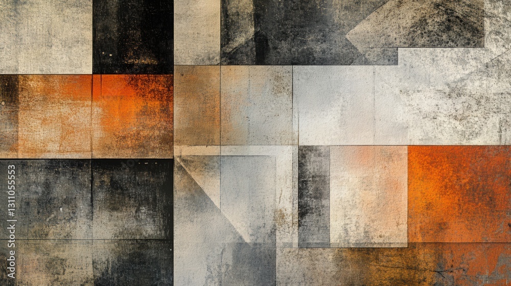 Poster abstract geometric composition: a striking abstract composition of overlapping geometric shapes in a
