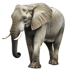 Elephant isolated on white background, showcasing its majestic presence