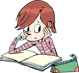boy in front of the textbook has problems with learning2.eps