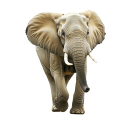 Fototapeta premium Elephant isolated on white background with large ears and tusks