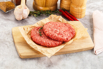 Raw beef minced meat cutlet