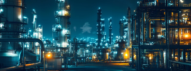 Advanced Petrochemical Facility Under Night Lights
