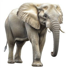 Fototapeta premium Elephant isolated on white background, showcasing its majestic presence
