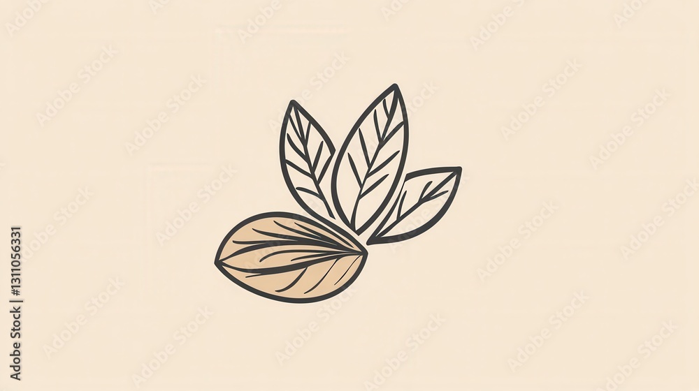 Aufkleber minimalist nut logo showcasing almond and walnut with modern abstract line art design for branding a