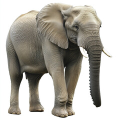 Fototapeta premium Elephant isolated on white background, showcasing its textured skin