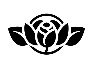 Elegant Black and White Rose Logo Design for Branding , Simple, stylized black and white rose logo, perfect for a brand needing a sophisticated, classic image.