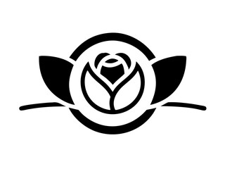 Elegant Black and White Rose Logo Design for Branding , Simple, stylized black and white rose logo, perfect for a brand needing a sophisticated, classic image.