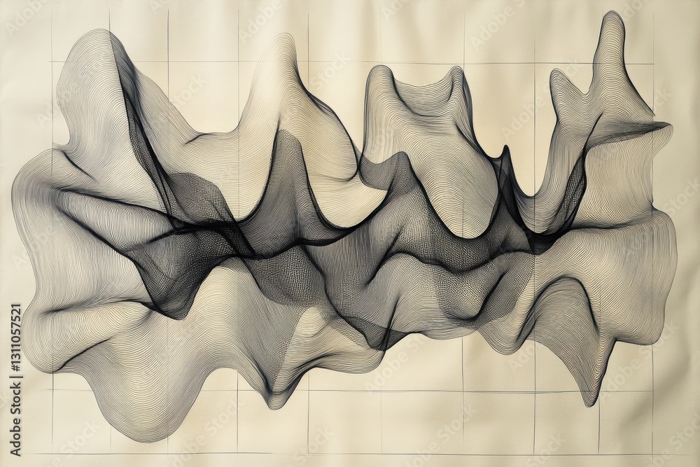 Poster abstract wire mesh: an artistic display featuring an abstract composition formed from intricate wire