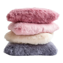 Cozy Fluffy Pillows for Comfort on transparent background.