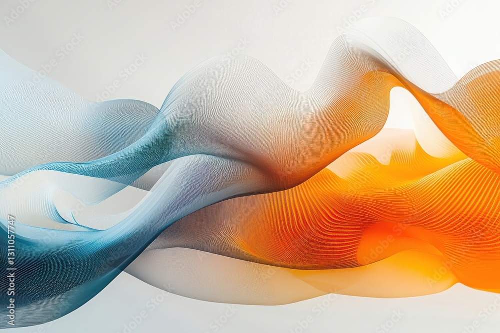 Poster abstract wave: dynamic and flowing abstract composition featuring interwoven waves of color, creatin