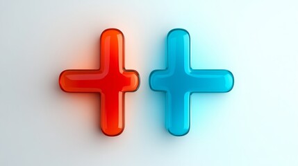 Fototapeta premium Colorful red and blue plus signs creating a vibrant, modern design.
