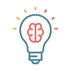 Fototapeta premium Gradient Light Bulb with Brain Icon for Intelligence, Creativity, and Innovation