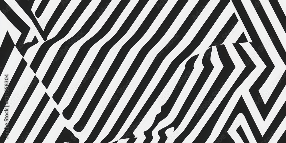 Poster dynamic lines in black and white: a striking abstract composition featuring a complex interplay of g
