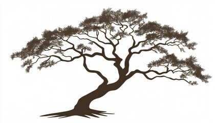 Silhouetted Tree, Artistic Style, White Background