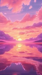 A beautiful sunset with colorful clouds reflecting on the water