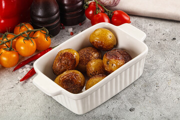 Baked baby potato in the bowl
