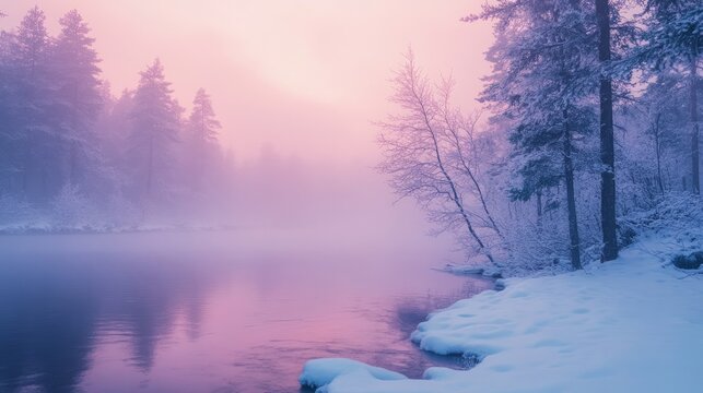 Gradient transition from violet to pale blue, soft and peaceful atmosphere 