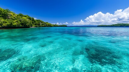 Obraz premium Captivating Tropical Lagoon with Crystalline Waters and Lush Surroundings