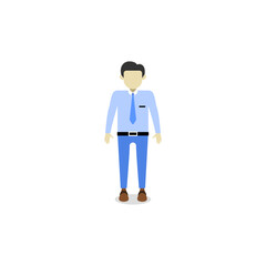 Professional Cartoon Character in Formal Office Attire With Blue Shirt and Tie