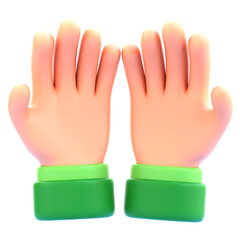 Eid Al Fitr 3D Icon - Realistic Praying Hands Gesture Symbolizing Islamic Faith and Devotion, Perfect for Social Media, Website Designs, and Presentation Graphics