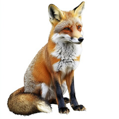 Fototapeta premium fox sits gracefully on white background