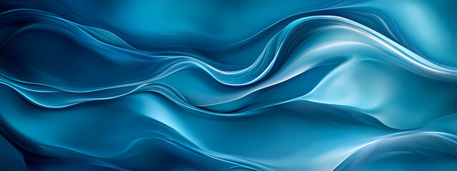 Obraz premium Ethereal Silk-Like Digital Flow in Blue Hues