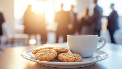 Coffee and cookies, business meeting background