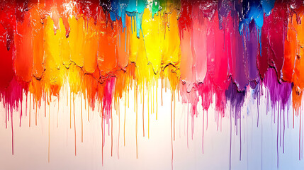 Fototapeta premium Vibrant Rainbow Paint Drips Texture Background Palette Expression Colorful Design Visuals Artistic Display