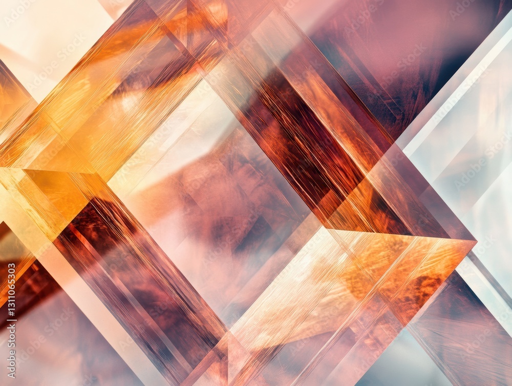 Poster geometric harmony: abstract design featuring an interplay of translucent, overlapping geometric shap