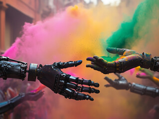 Celebrate the vibrant spirit of Holi with stunning AI-generated images featuring colorful festivities, traditional sweets, joyful human expressions, playful animals, and mesmerizing color explosions.