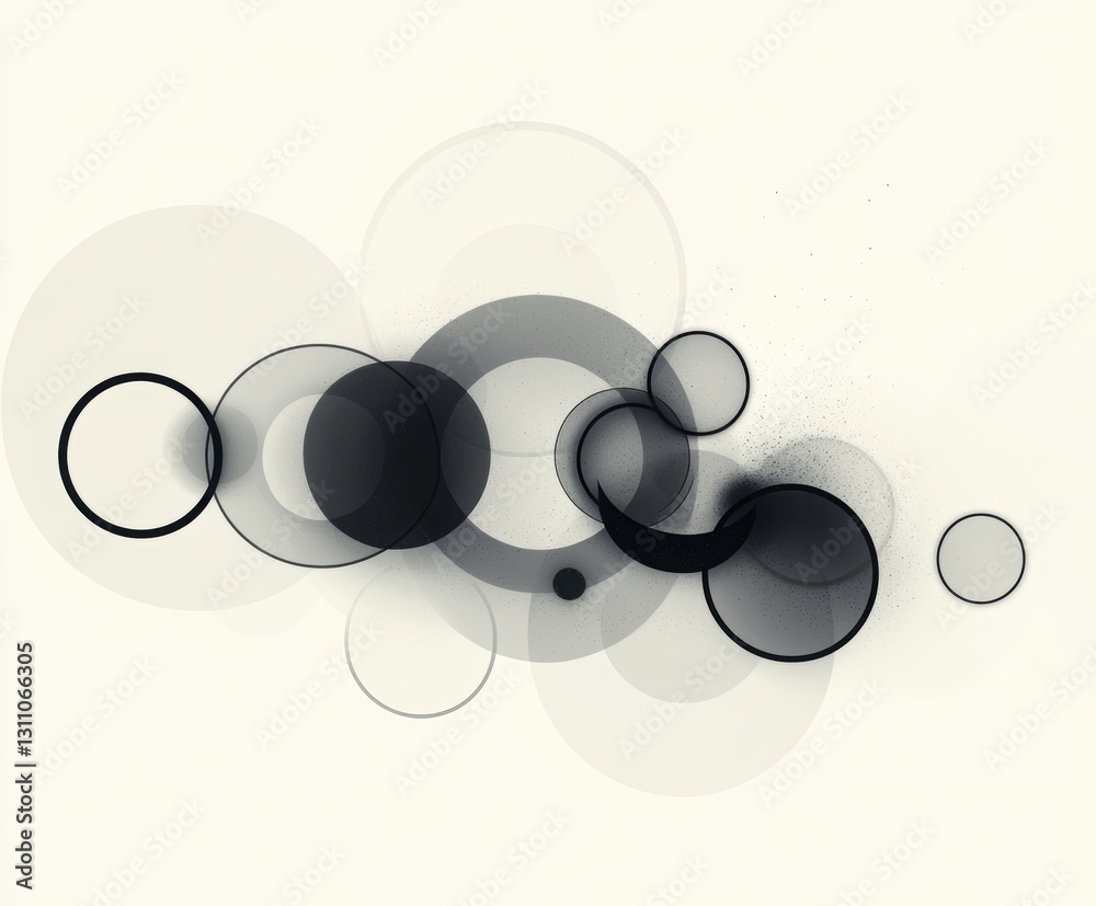 Poster abstract geometric circles: an elegant composition of overlapping circles in varying sizes and shade