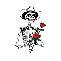 Skull Cowboy With Rose