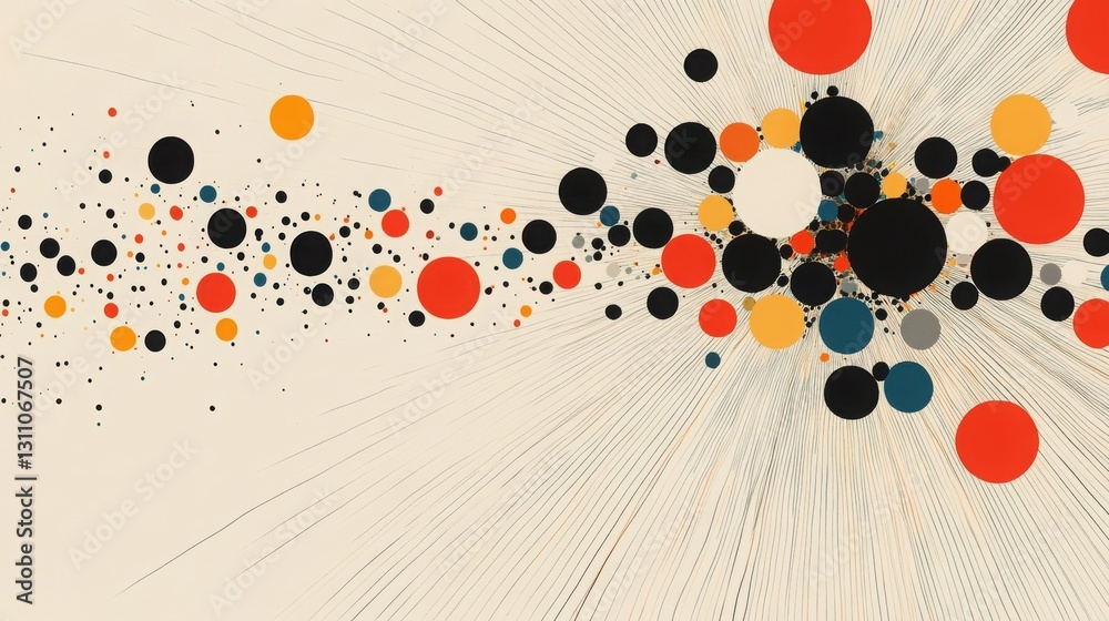 Poster abstract burst of dots and lines: a vibrant and dynamic abstract artwork featuring a burst of colorf