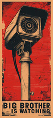 Vintage security camera on a red background 