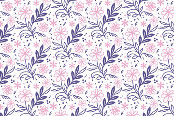 minimalistic continuous floral doodle for wrapping paper fabric print and home decor

