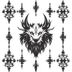 Fototapeta premium fantasy decals background vector stencil design, black on white laser engraving