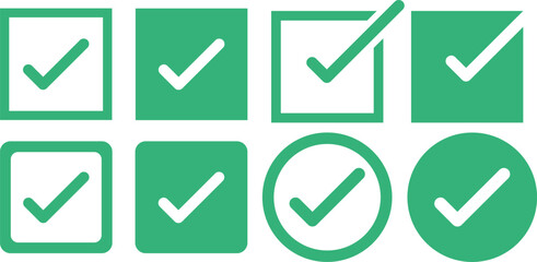 check box set green color チェック アイコン セット / Check Mark Icons – OK・完了・確認のシンボル