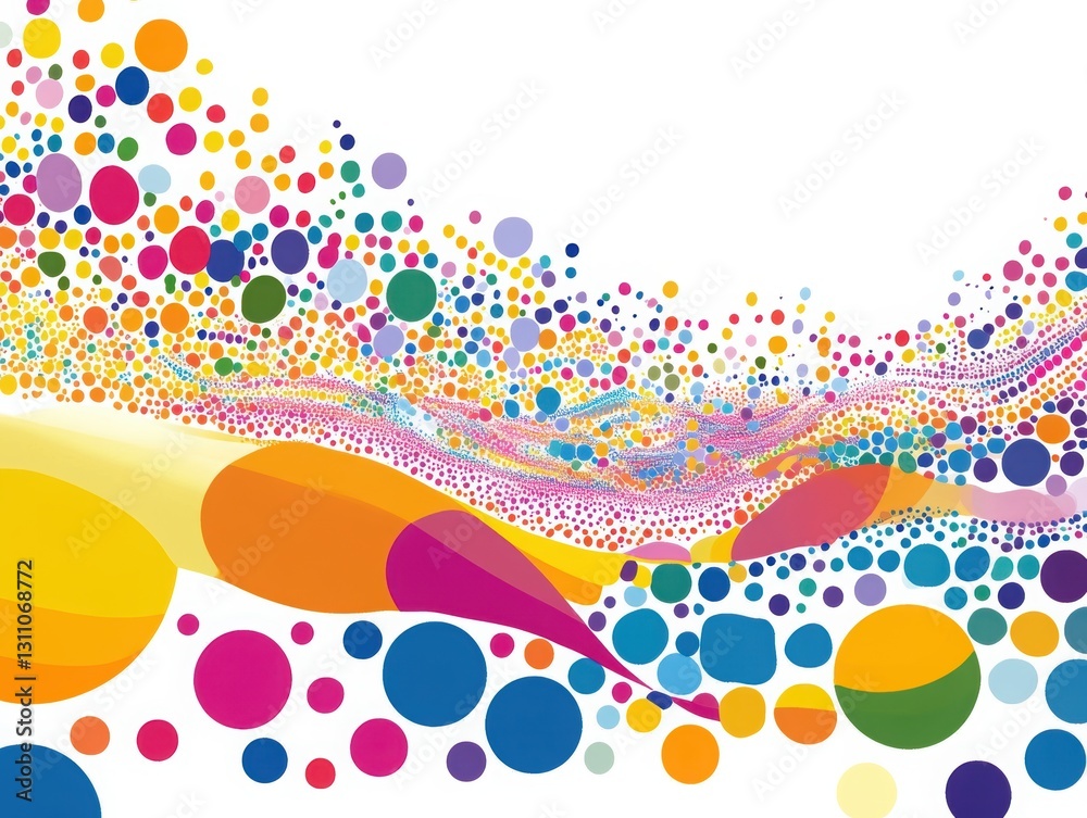 Poster abstract multicolored dot wave: a vibrant and dynamic graphic featuring an undulating wave of colorf