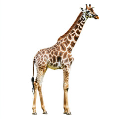 Naklejka premium Giraffe standing isolated on white background