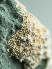 Close-up of mold textures with green and yellow patterns on organic surface