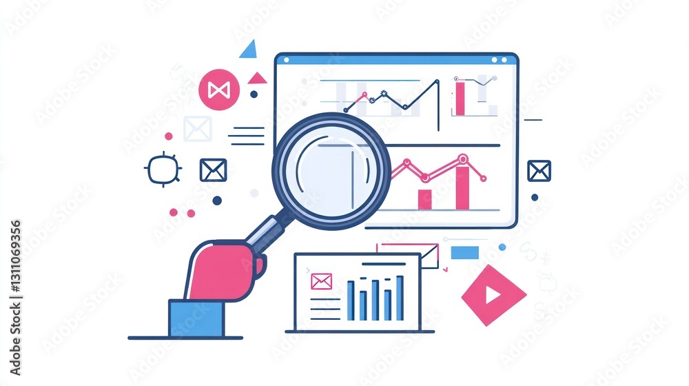 Poster hand analyzing data graphs on computer screen
